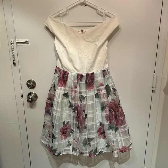 TED BAKER LICIOUS BARDOT PLEATED FIT & FLARE  DRESS TB 2 / US 4-6 - Picture 3 of 4